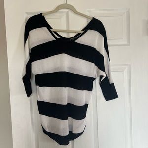 Black and white striped lightweight sweater. Dolman sleeve.